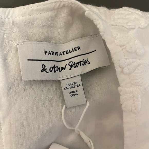 & Other Stories Wide Cotton Embroidery Mini Dress NWT Size 32 EUR - Picture 9 of 16